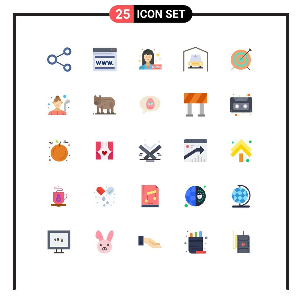 25 ícones criativos sinais e símbolos modernos de foco dardo fêmea âncora alvo van elementos de design de vetores editáveis