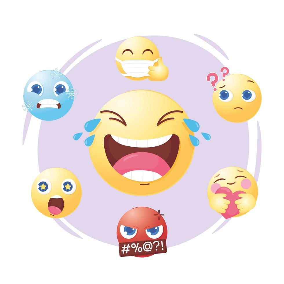conjunto de emoji de mídia social vetor