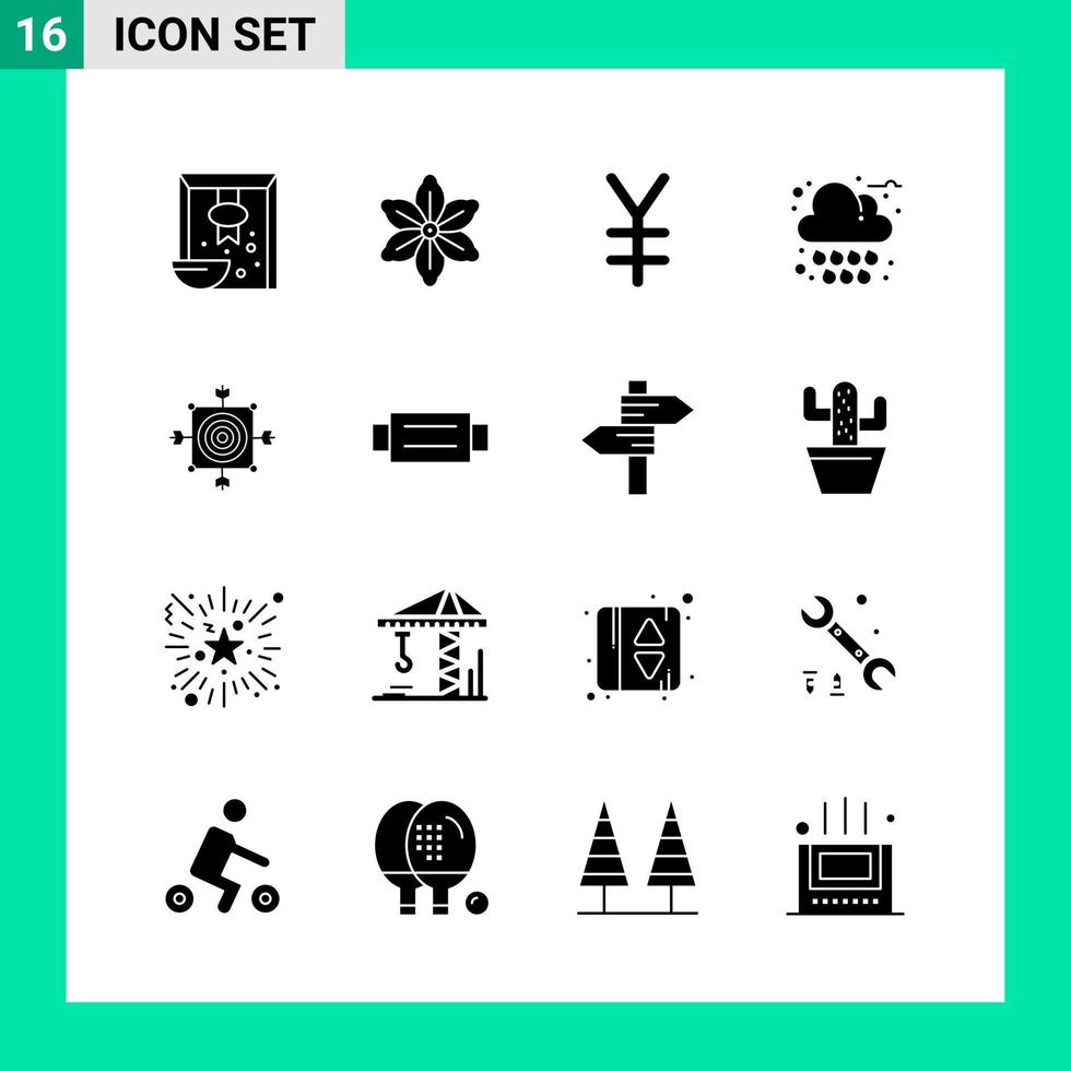 pacote com 16 conjuntos de ícones de estilo sólido. símbolos de glifos para impressão. sinais criativos isolados no fundo branco. conjunto de 16 ícones. vetor