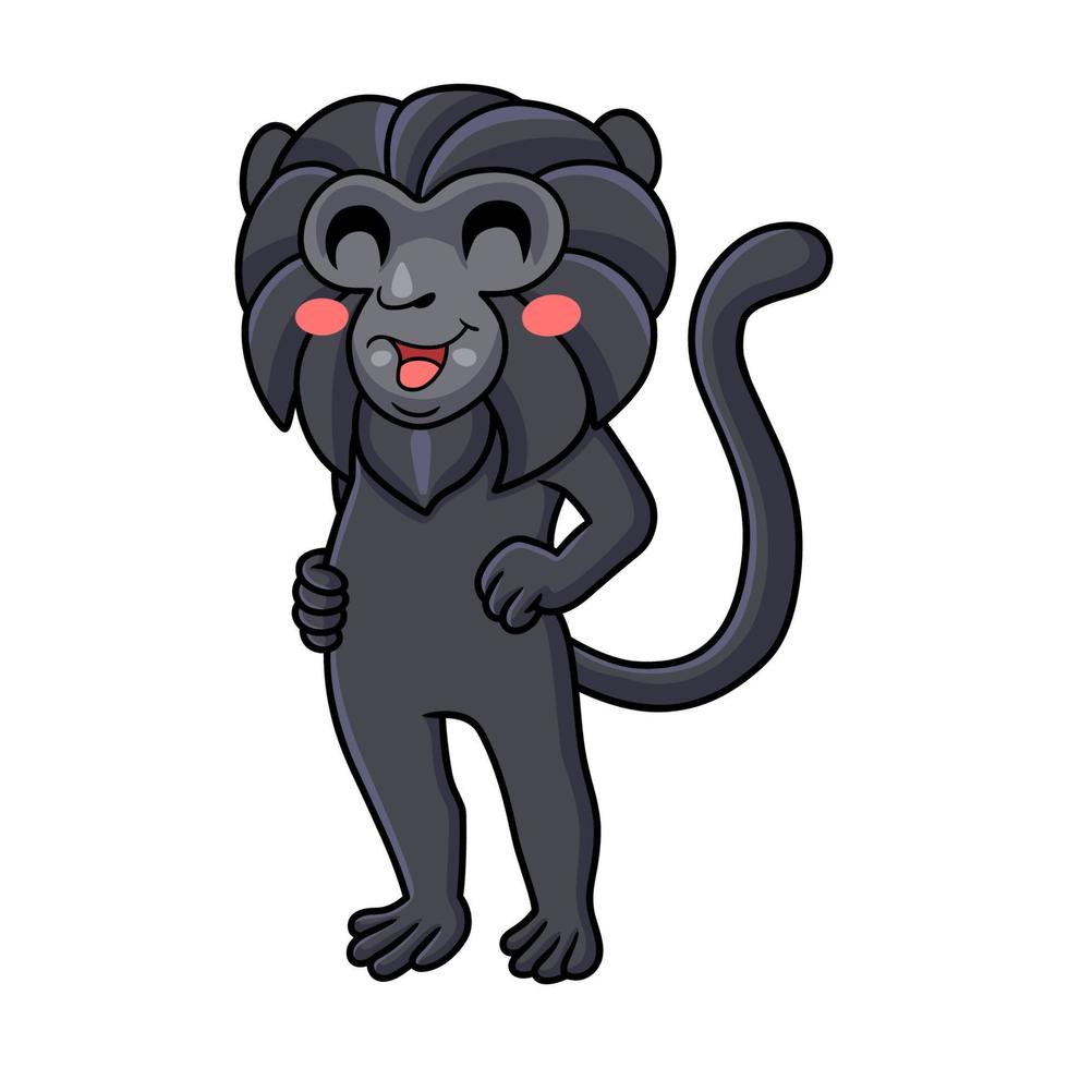 desenho animado de macaco bonito goeldi em pé vetor
