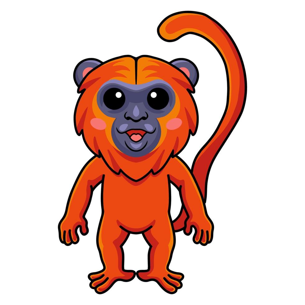 desenho animado bonito macaco bugio vermelho em pé vetor