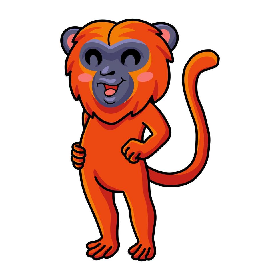 desenho animado bonito macaco bugio vermelho em pé vetor