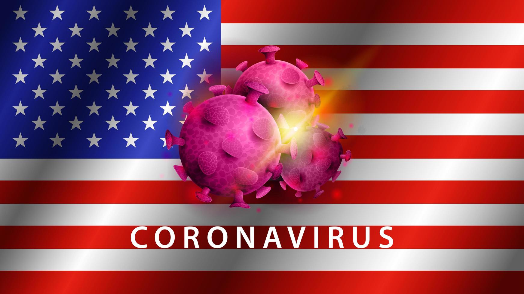 sinal do coronavírus covid-2019 na bandeira dos EUA vetor