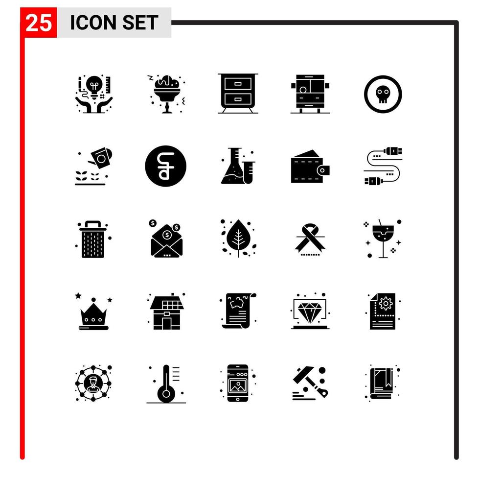 pacote de ícones de vetores de estoque de 25 sinais e símbolos de linha para elementos de design de vetores editáveis de escola de moedas de gaveta perigosa de horror