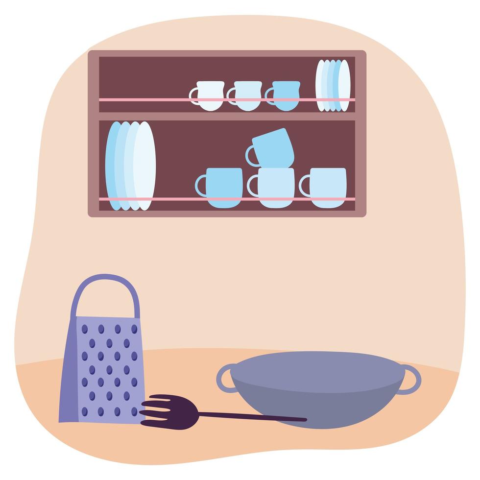 utensílios de cozinha e interiores vetor
