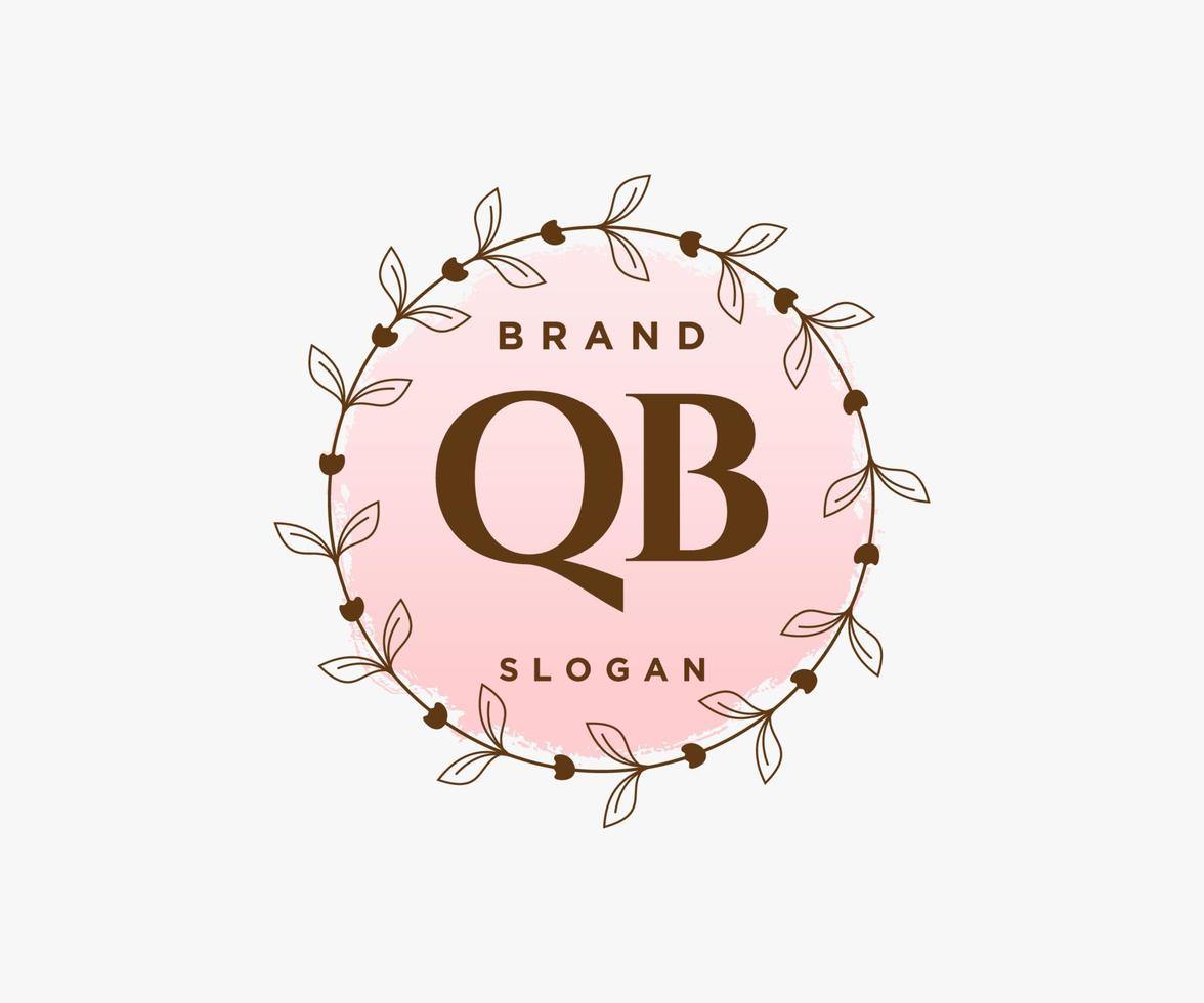 logotipo feminino qb inicial. utilizável para logotipos de natureza, salão, spa, cosméticos e beleza. elemento de modelo de design de logotipo de vetor plana.
