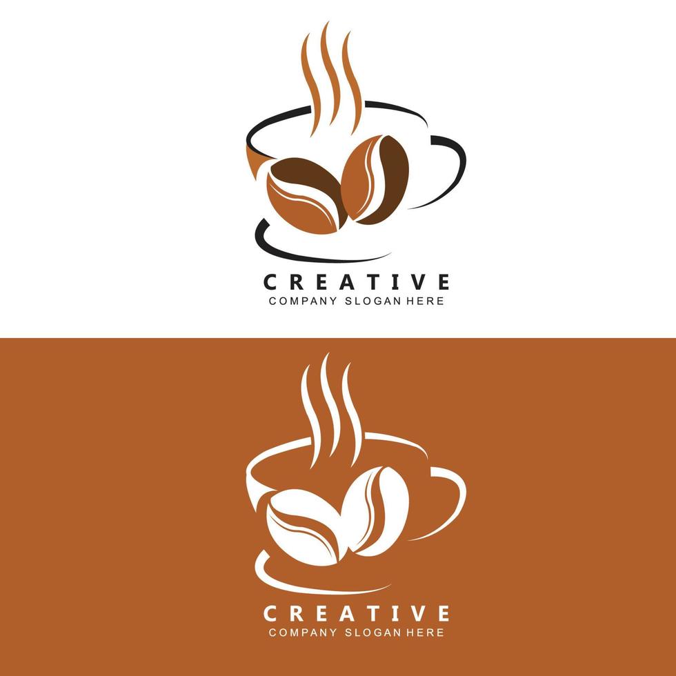 símbolo de bebida de cafeína de vetor de logotipo de café com design de cor marrom café para restaurante, café e bar.