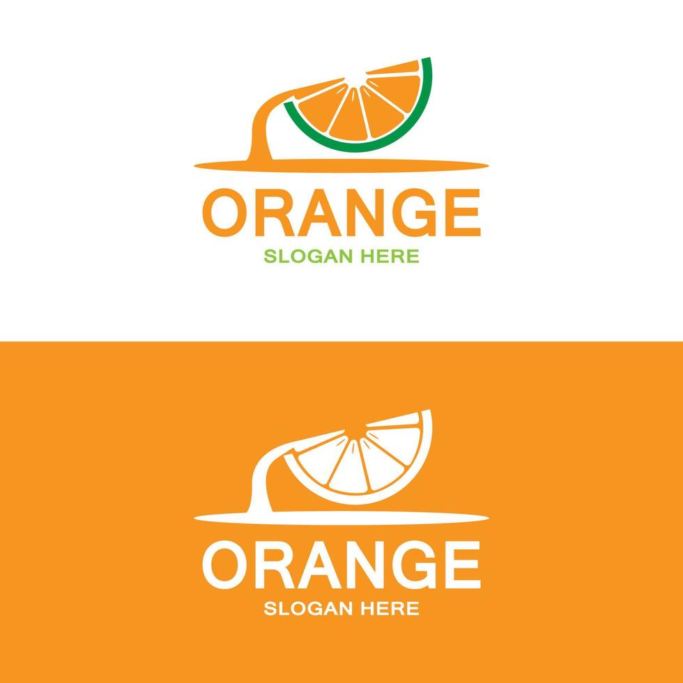 design de logotipo vetorial laranja de frutas frescas para loja de frutas, loja de sucos, na cor laranja vetor