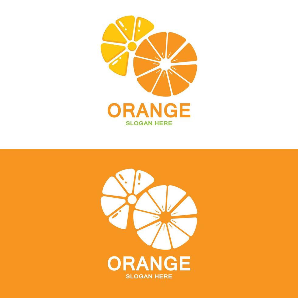 design de logotipo vetorial laranja de frutas frescas para loja de frutas, loja de sucos, na cor laranja vetor