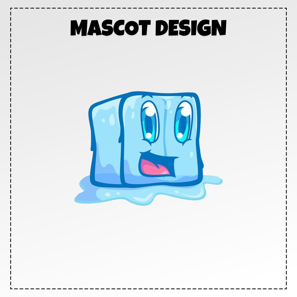 design de vetor de ilustração de mascote de cubo de gelo de logotipo de comida
