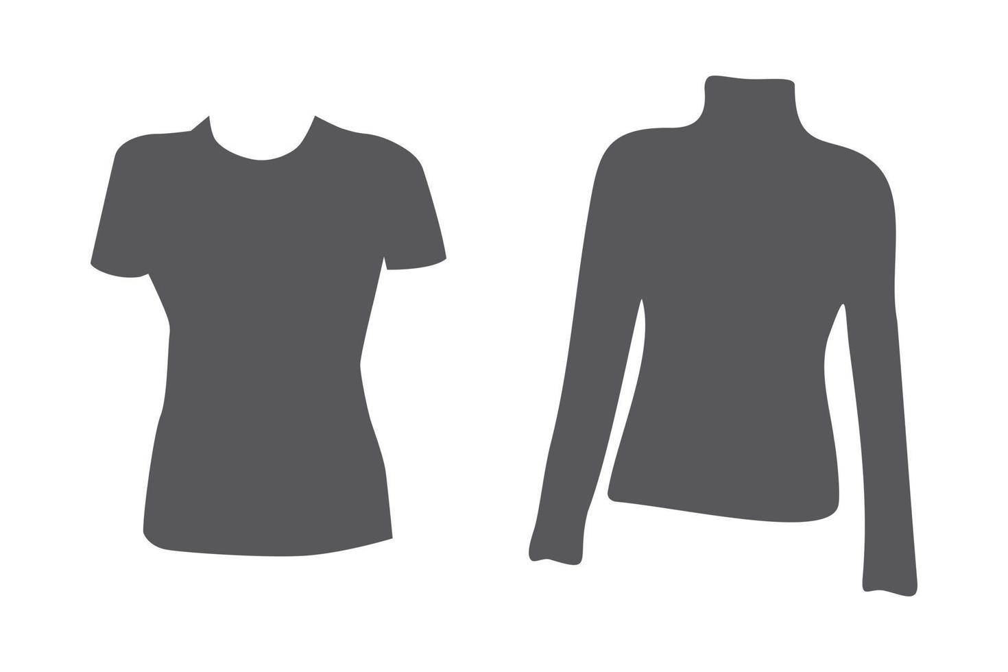 conjunto de 2 camisetas manga curta e manga comprida em tons de cinza da moda. adesivo. ícone. isolar vetor