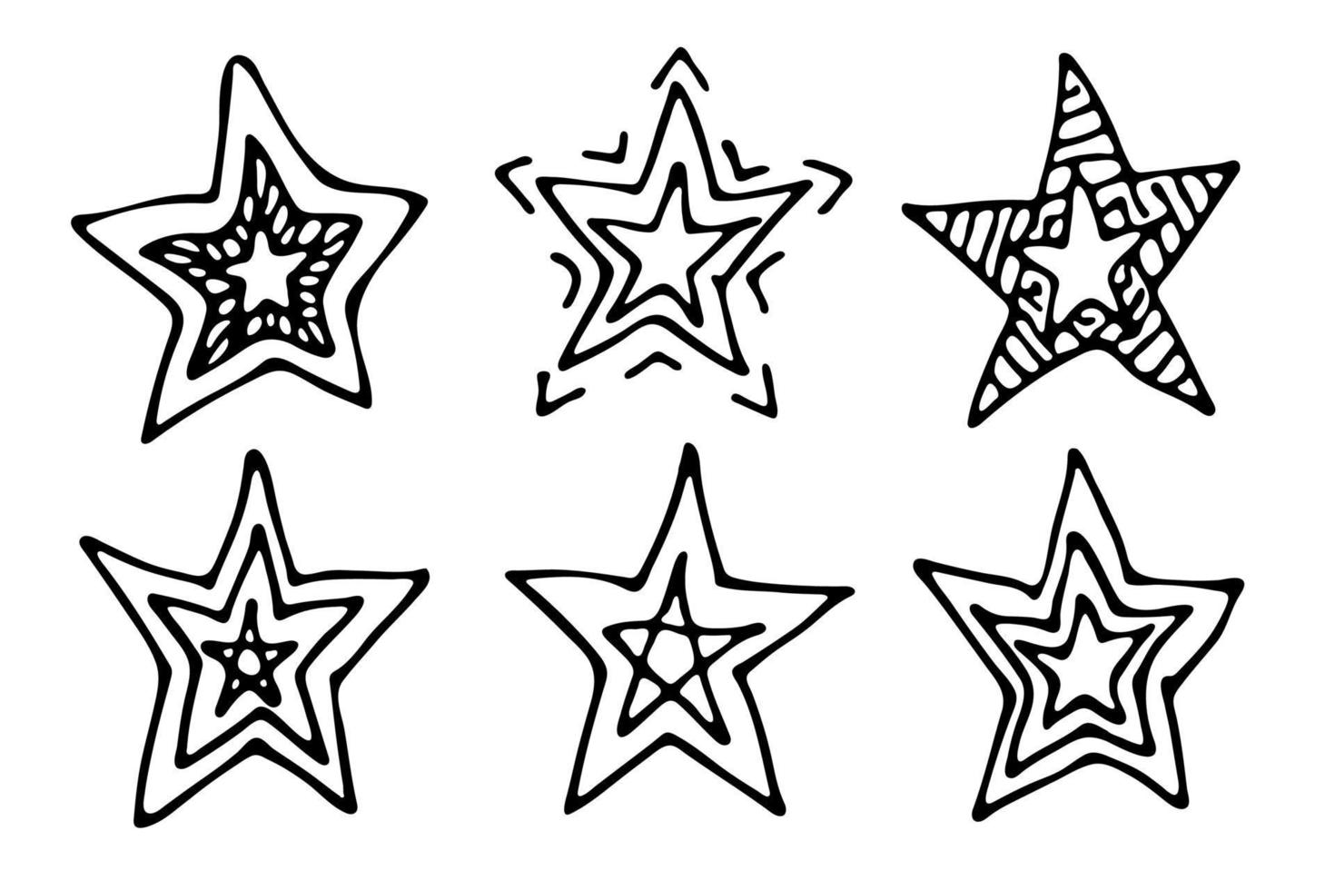 vector mão desenhada estrela clipart. doodle definido para impressão, web, cartão de felicitações, design, decoração