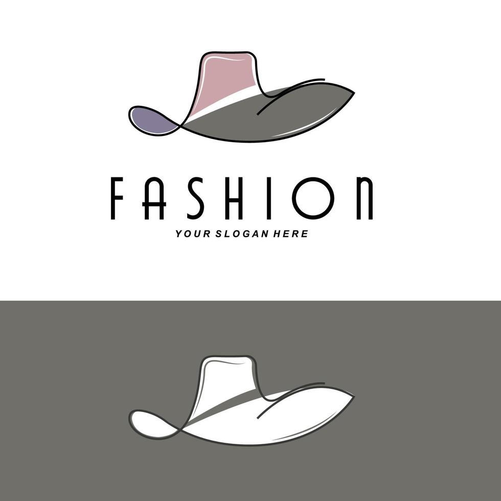 ilustração de design de logotipo de chapéu feminino acessórios de beleza de moda e cuidados com a marca do produto vetor