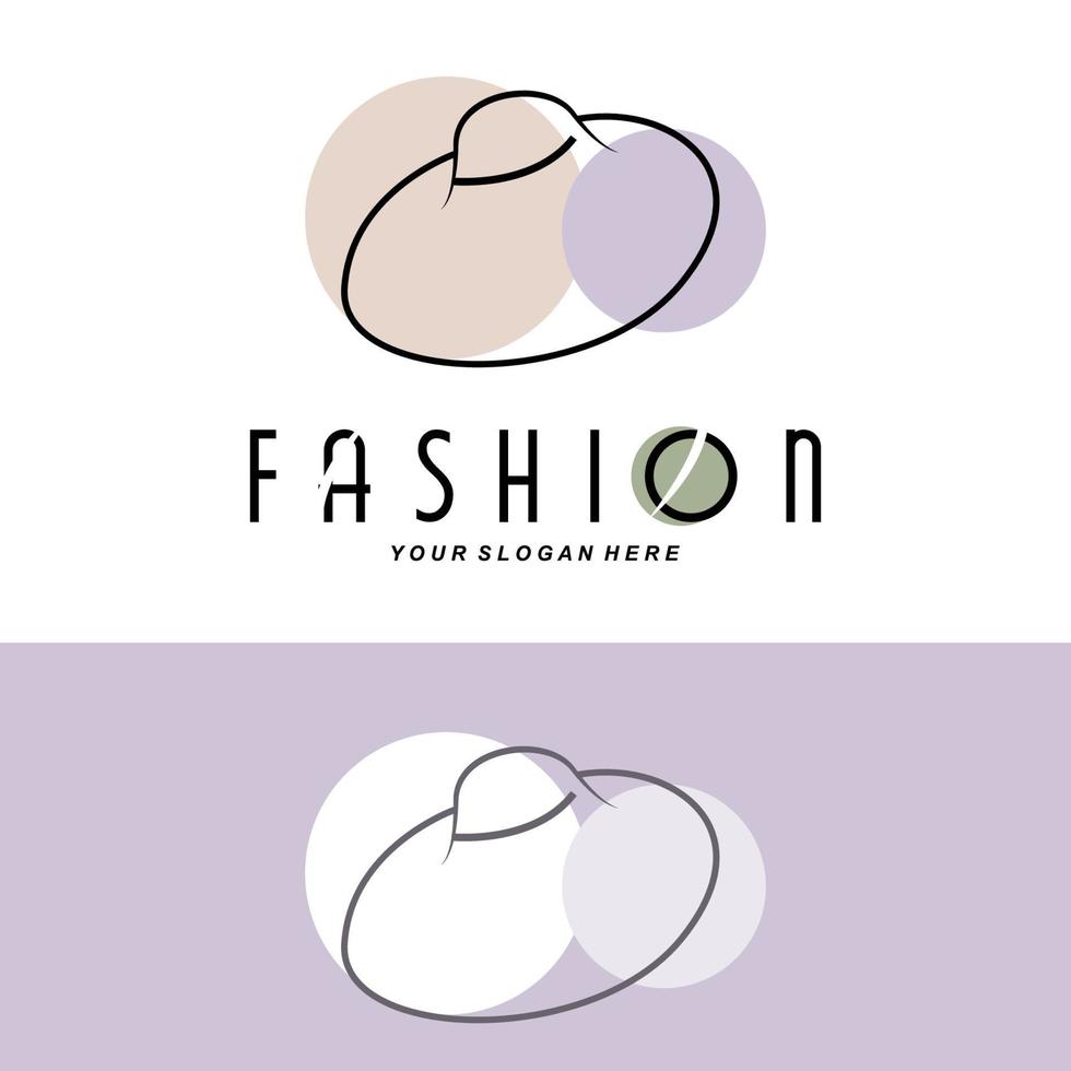 ilustração de design de logotipo de chapéu feminino acessórios de beleza de moda e cuidados com a marca do produto vetor