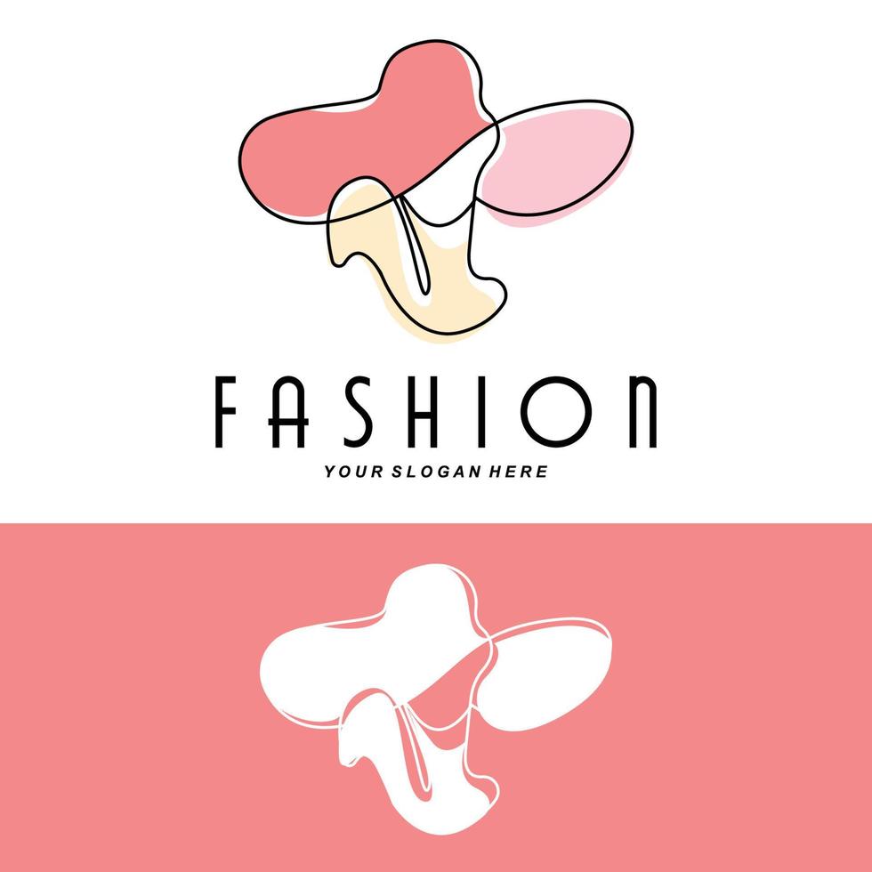 ilustração de design de logotipo de chapéu feminino acessórios de beleza de moda e cuidados com a marca do produto vetor