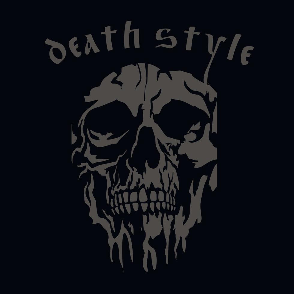 sinal gótico com crânio, camisetas com design vintage grunge vetor