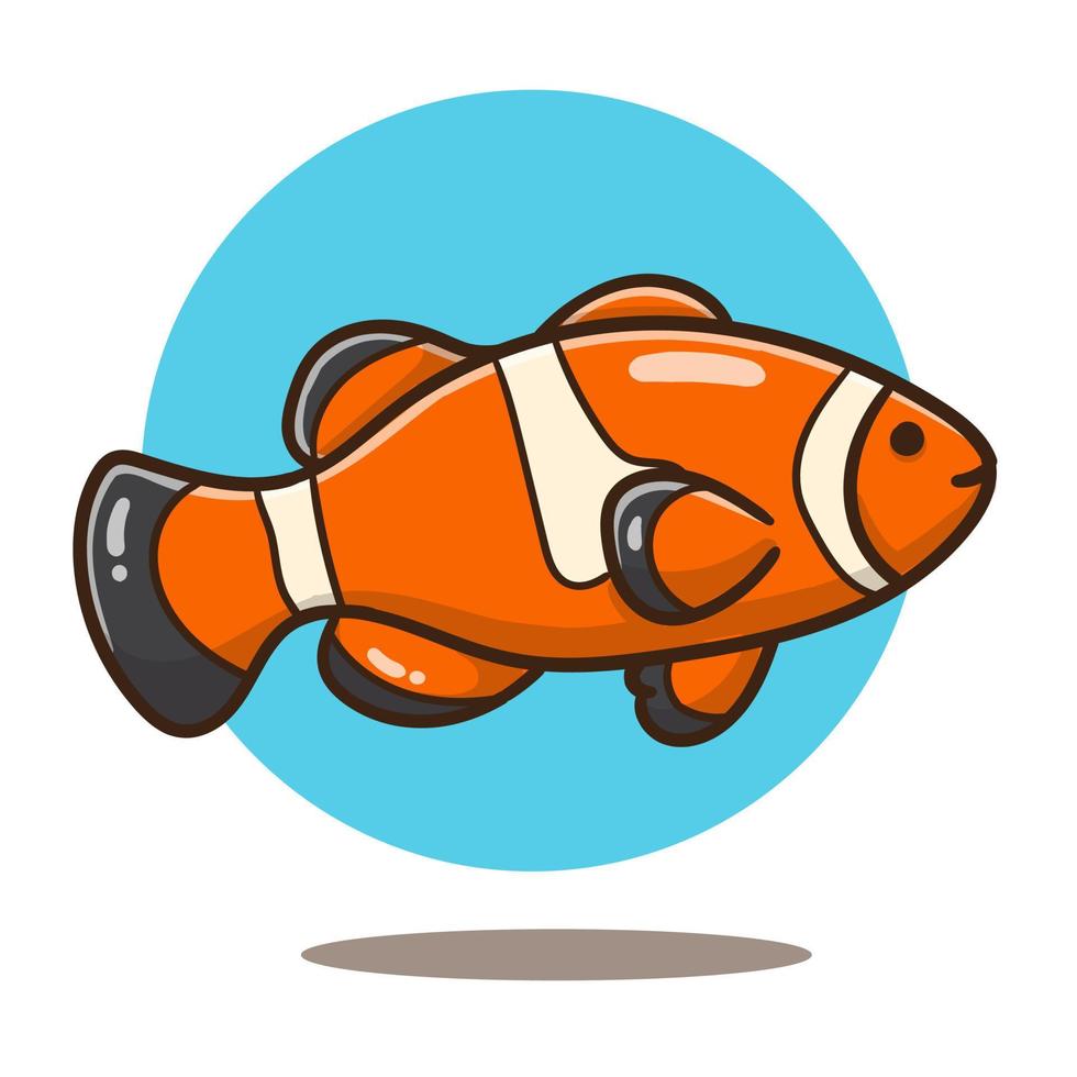 ilustração de vetor de peixe-palhaço bonito dos desenhos animados bom para adesivo, educação, cartaz.