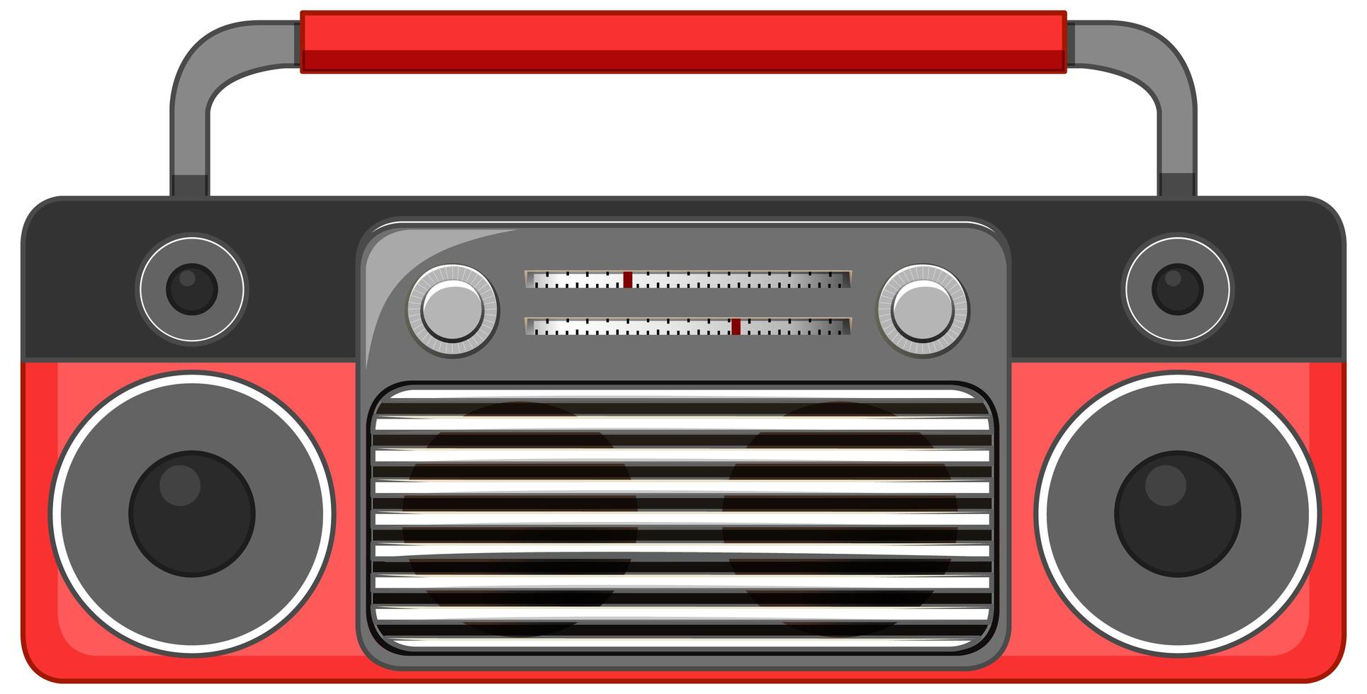 tocador de música de rádio vermelho isolado no fundo branco vetor