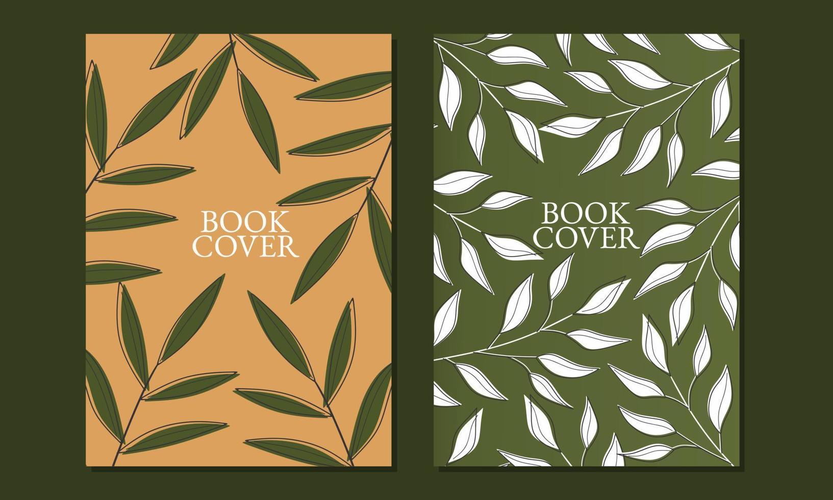 conjunto de designs de capa de livro de cor verde com elementos abstratos de folha. fundo natural. tamanho a4 para cadernos, agendas, revistas, cartazes. vetor