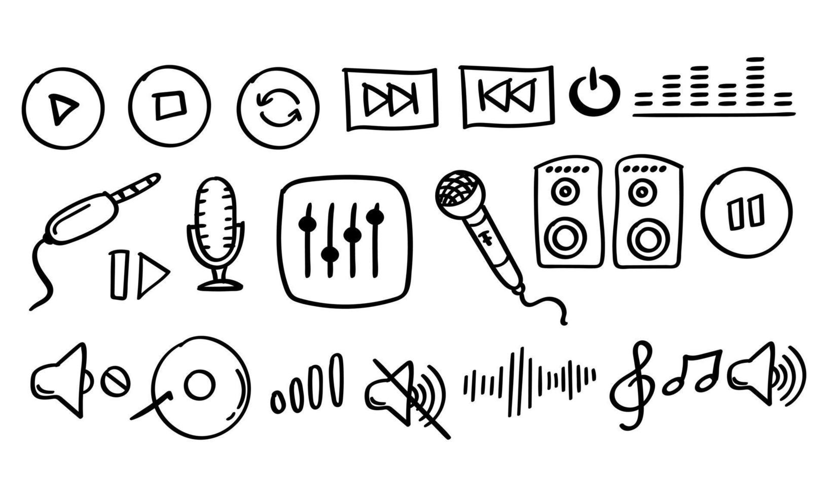 ícone de música desenhado à mão em doodle vetor