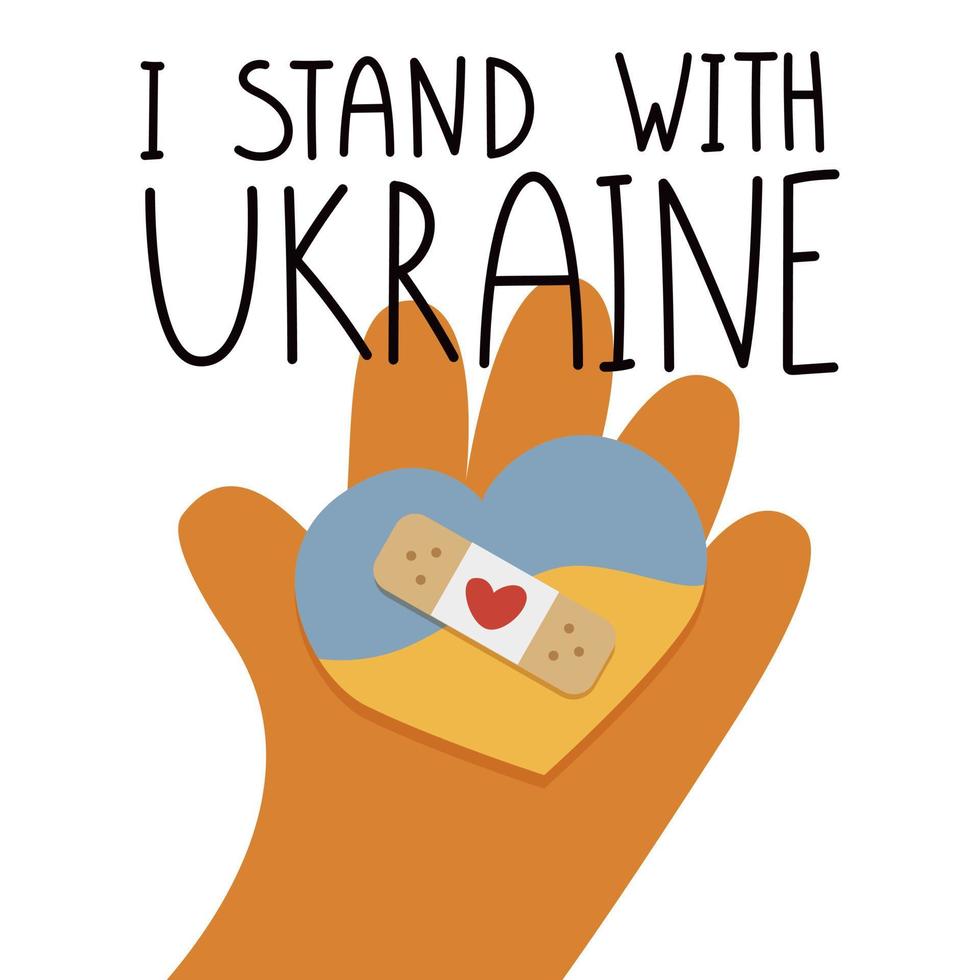 parar a guerra na ucrânia. eu estou com a ucrânia. ilustração da paz. vetor