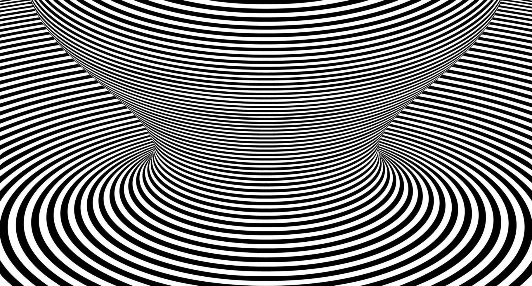 fundo de linhas de ilusão de ótica. ilusões 3d abstratas em preto e branco. projeto conceitual de ilustração de ilusão de ótica 0,10 vetor