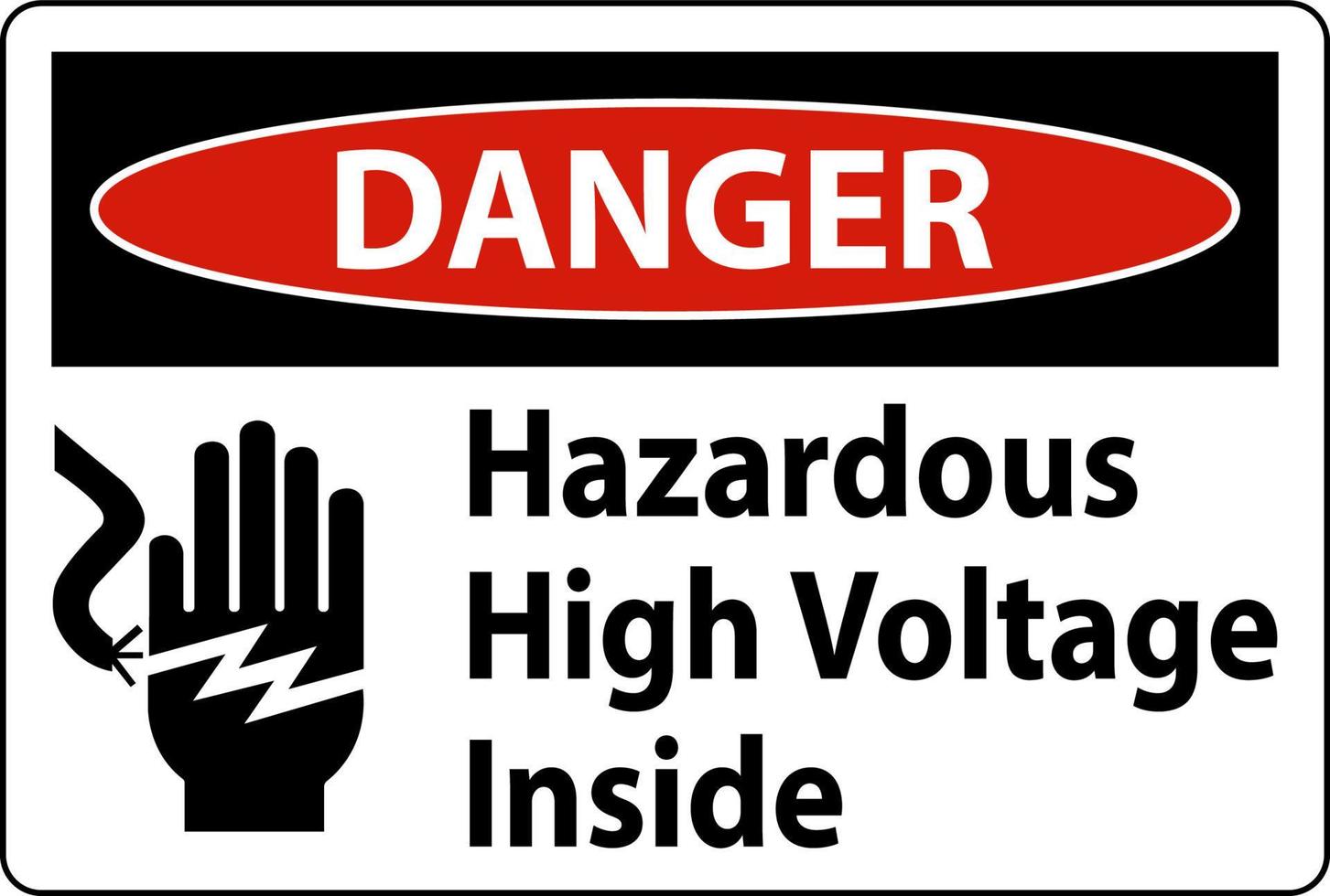 perigo perigoso alta tensão dentro do sinal no fundo branco vetor