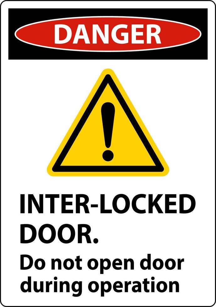 sinal de segurança intertravamento de perigo de portas não abrem a porta durante a operação. vetor