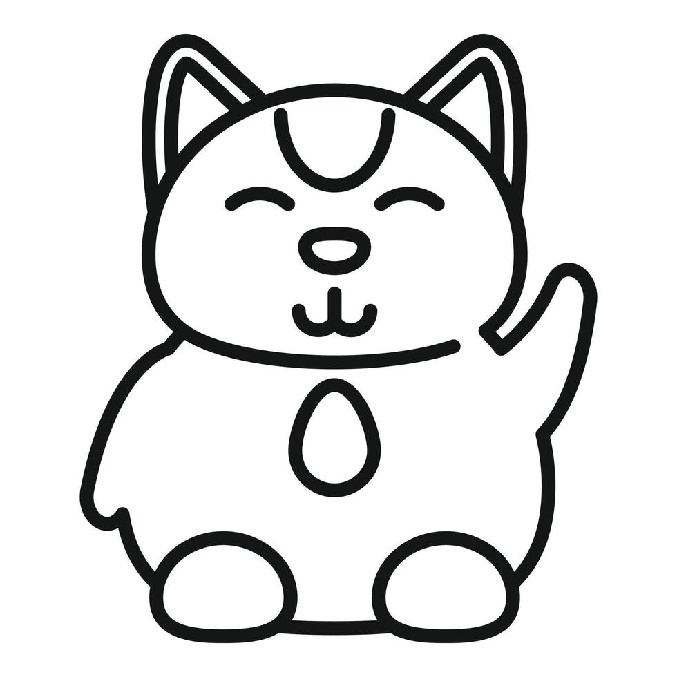vetor de contorno de ícone de gato sortudo chinês. maneki japão
