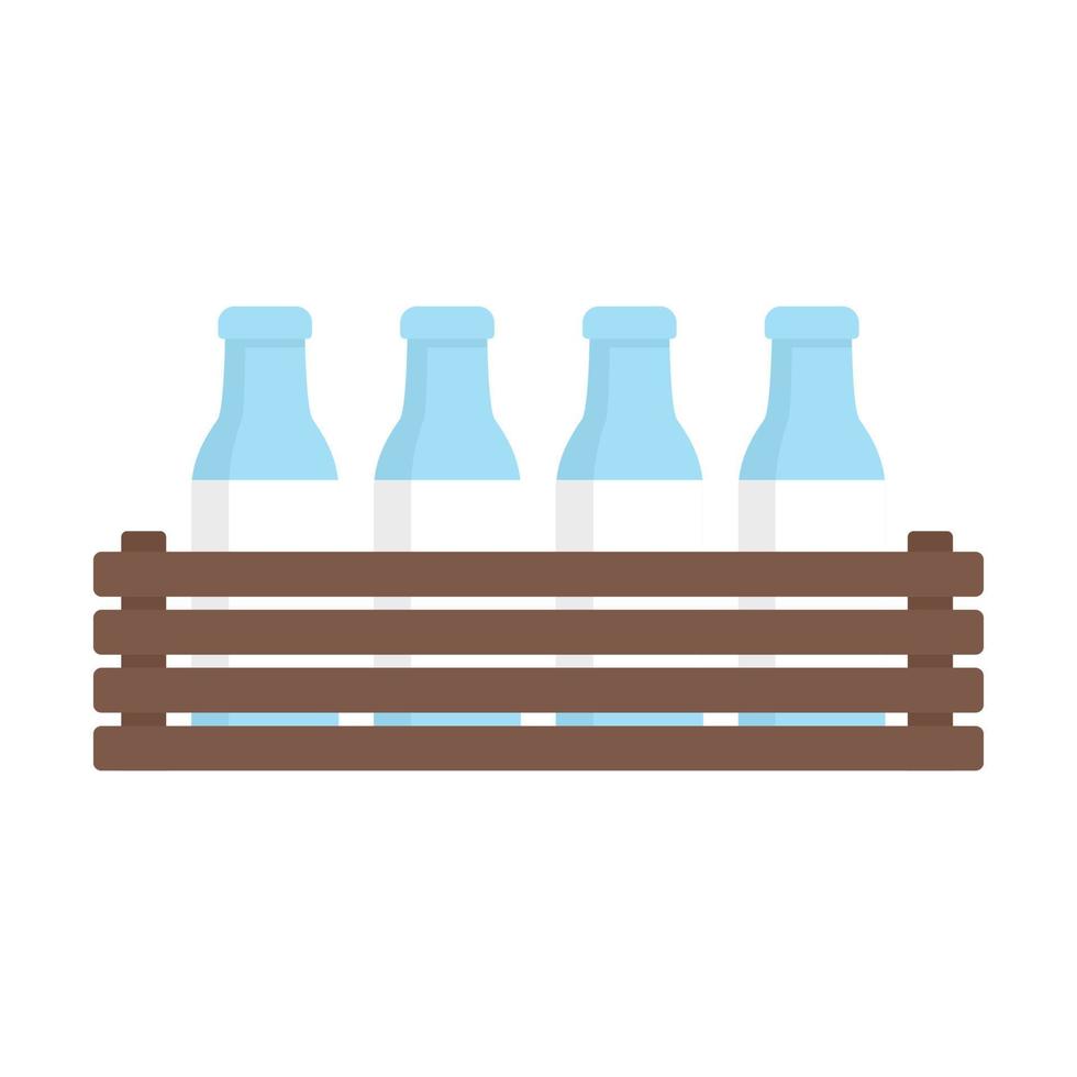 ícone de caixa de garrafa de leite vetor plano isolado
