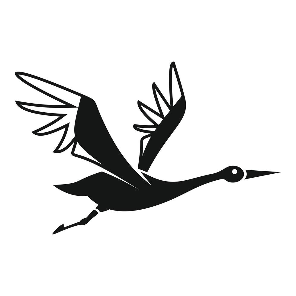vetor simples de ícone de cegonha de mosca. pássaro branco