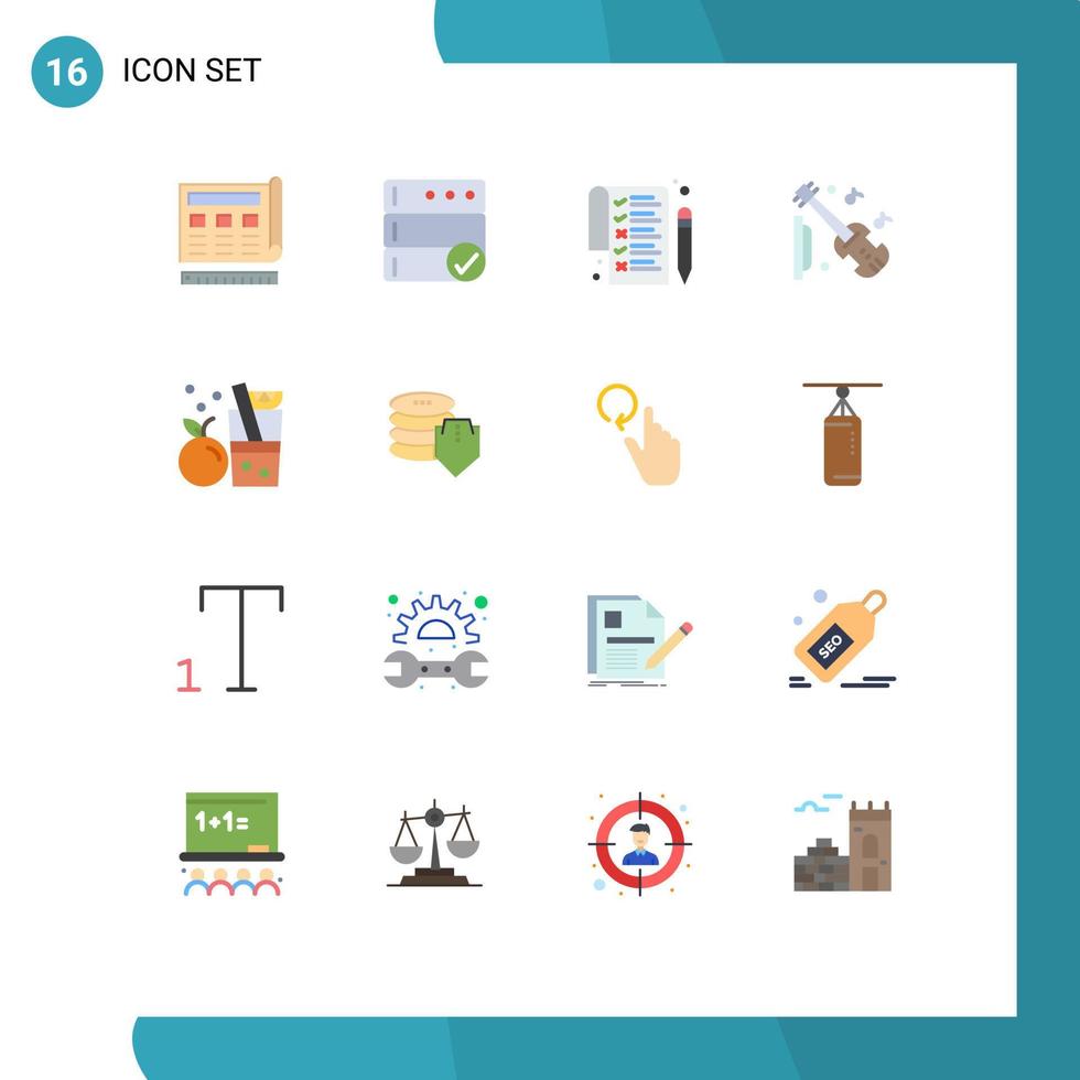 pacote de interface do usuário de 16 cores planas básicas de lista de bebidas de suco equipamento de violino pacote editável de elementos de design de vetores criativos
