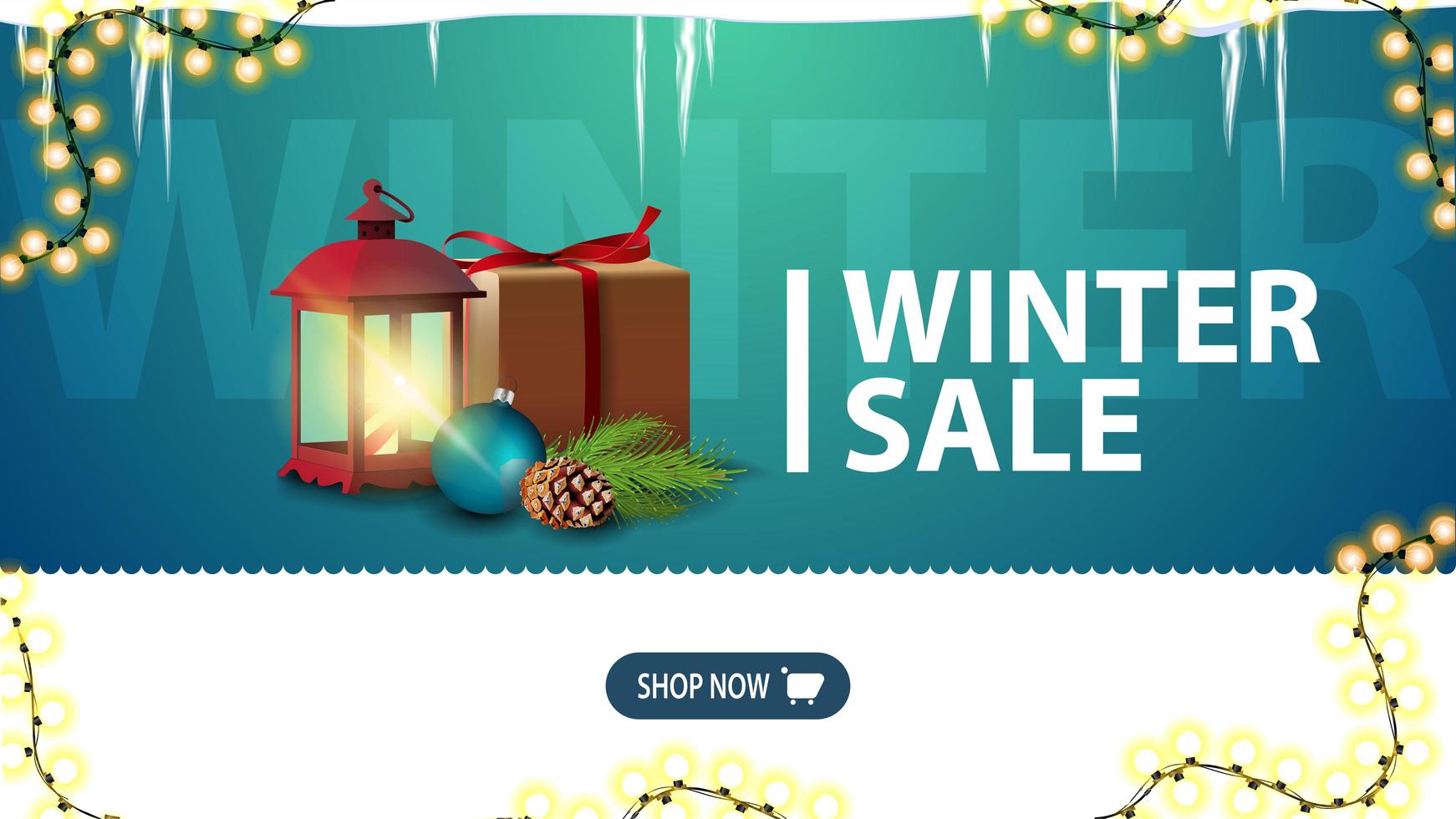 promoção de inverno, banner de desconto verde para o site vetor