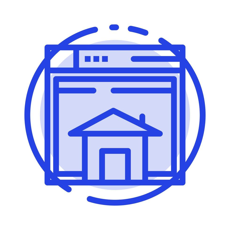 página de layout da web de venda em casa ícone de linha pontilhada azul do site vetor