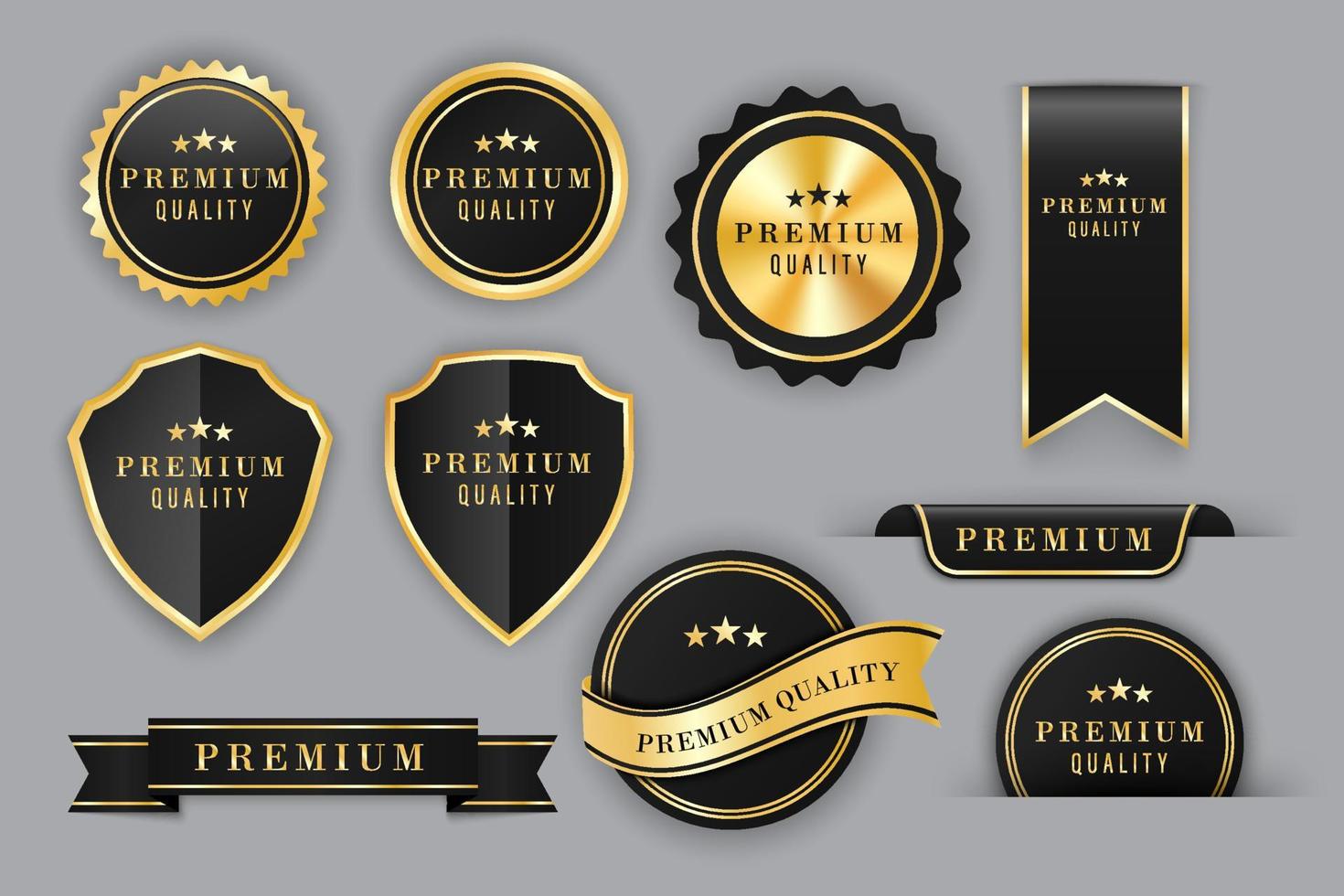 emblemas de qualidade premium de vetor. rótulos dourados de luxo. vetor