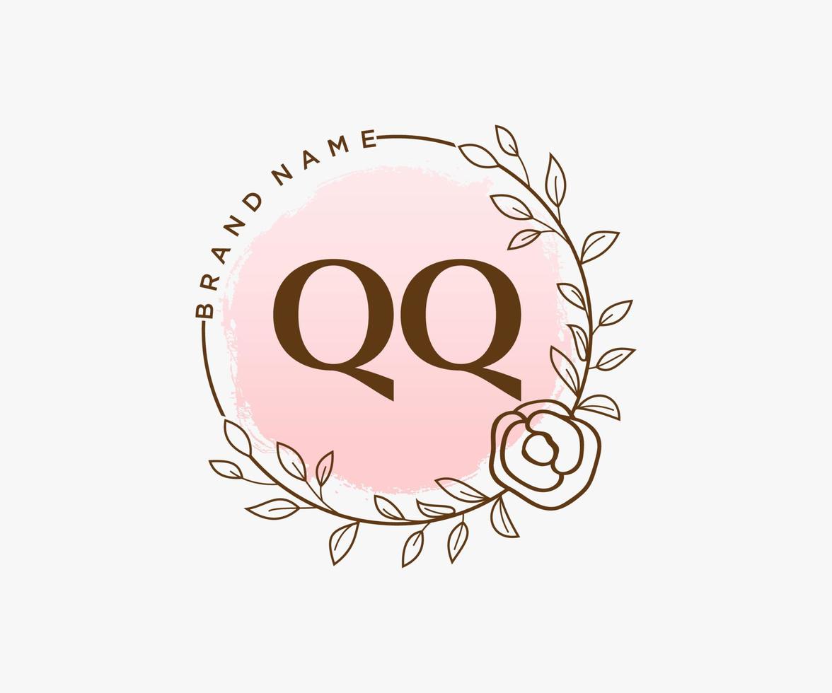 logotipo feminino qq inicial. utilizável para logotipos de natureza, salão, spa, cosméticos e beleza. elemento de modelo de design de logotipo de vetor plana.