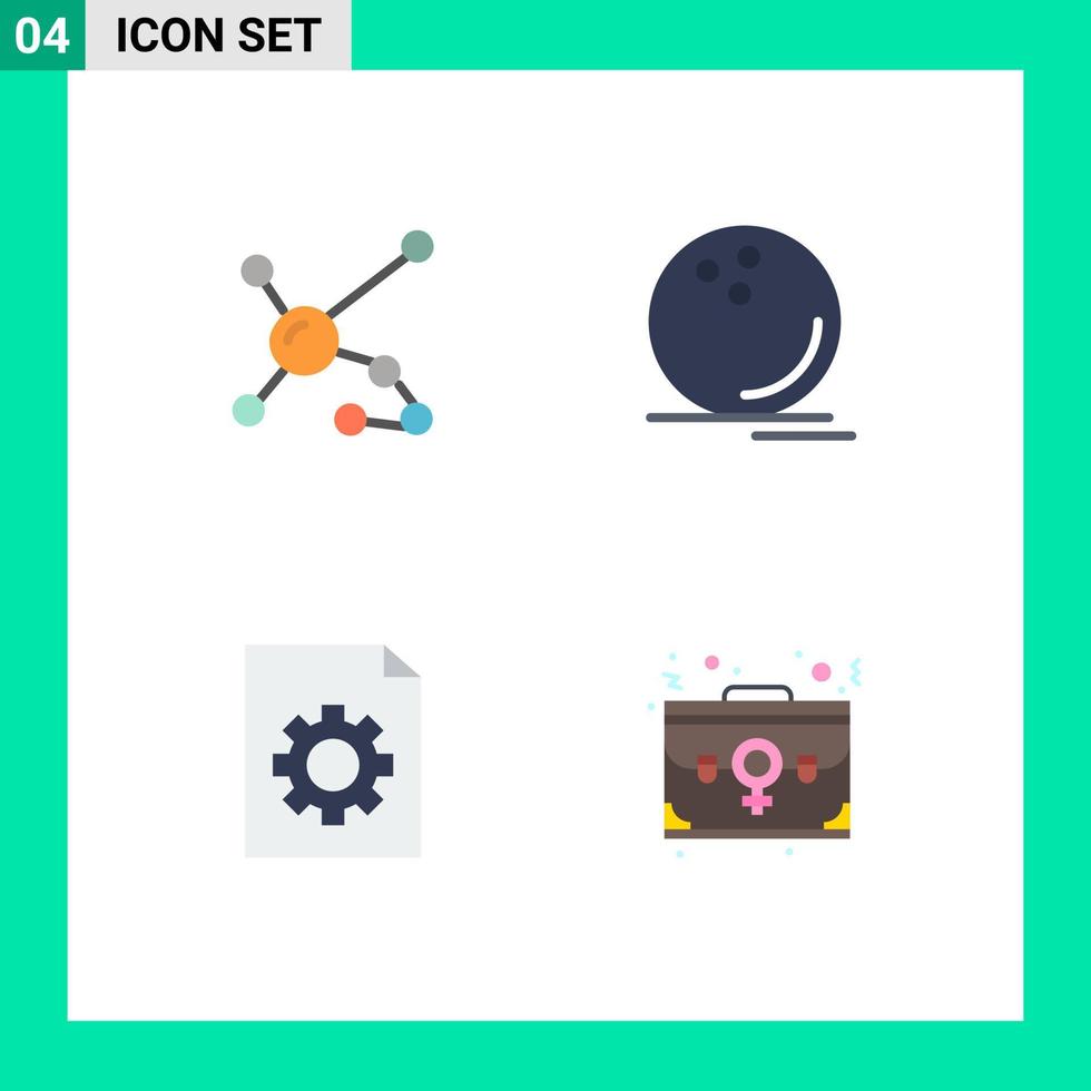 pacote de ícones planos de 4 símbolos universais de átomo watchkit dna jogo documento editável vetor elementos de design