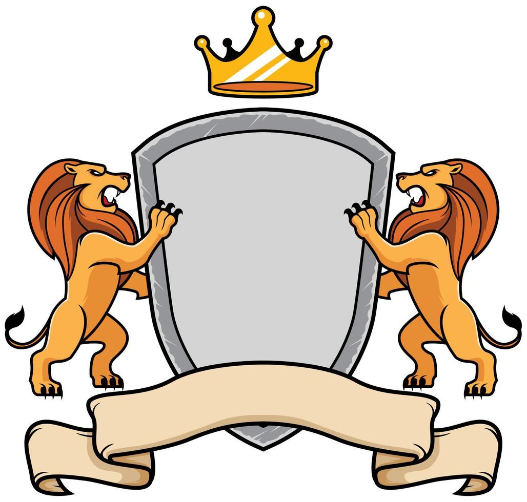 leões segurando escudo vetor