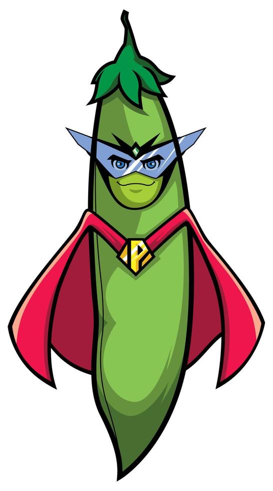 mascote de super-herói ervilhas vetor