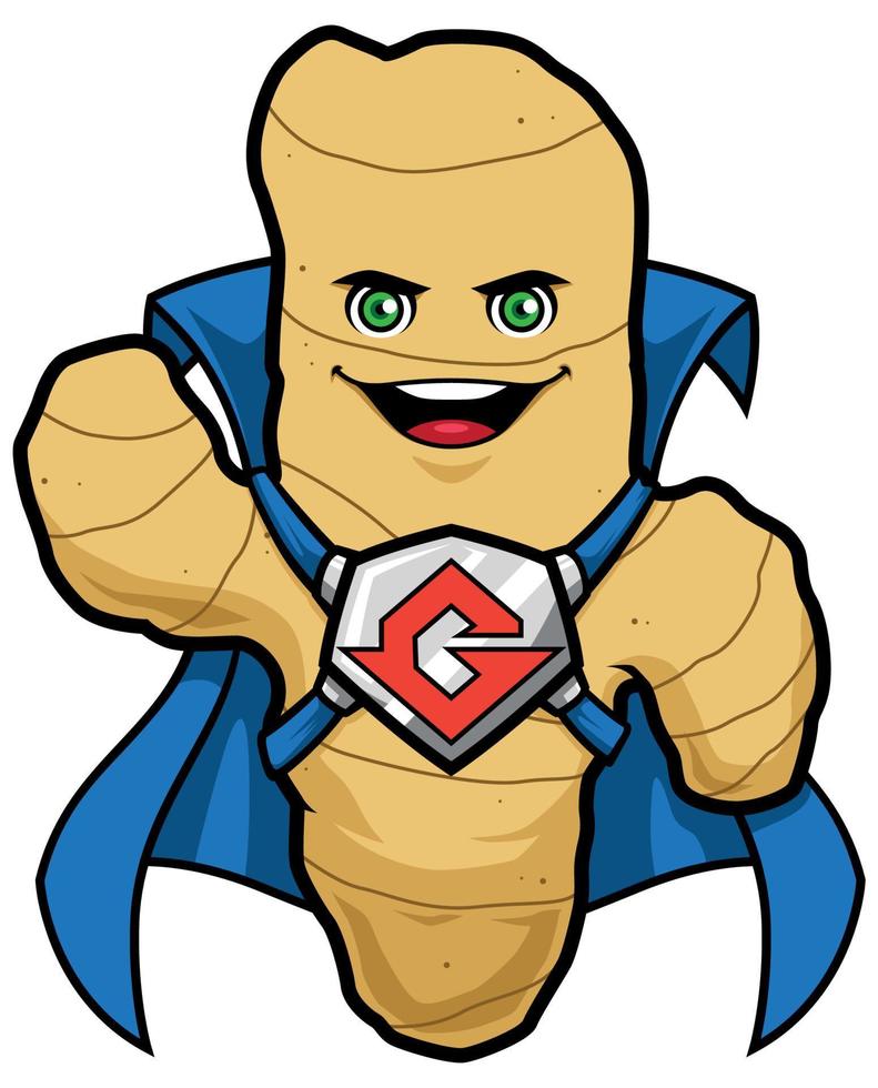 mascote de super-herói gengibre vetor
