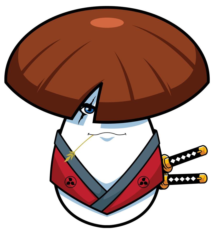 cogumelo samurai mascote vetor