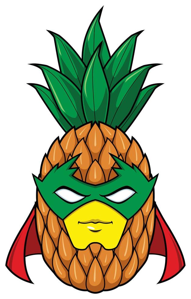 mascote de super-herói de abacaxi vetor