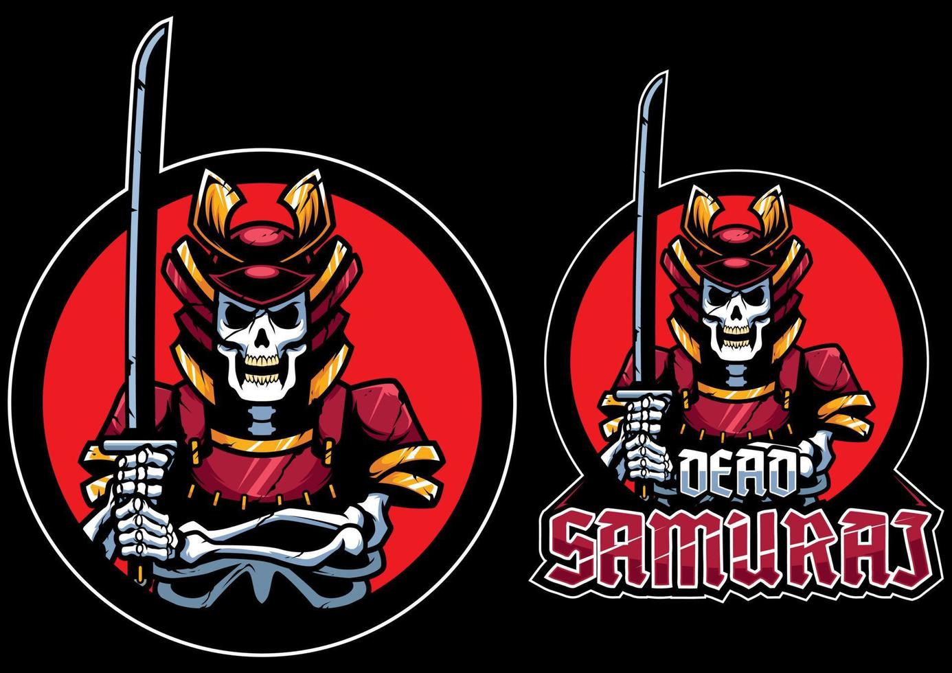 mascote samurai morto vetor