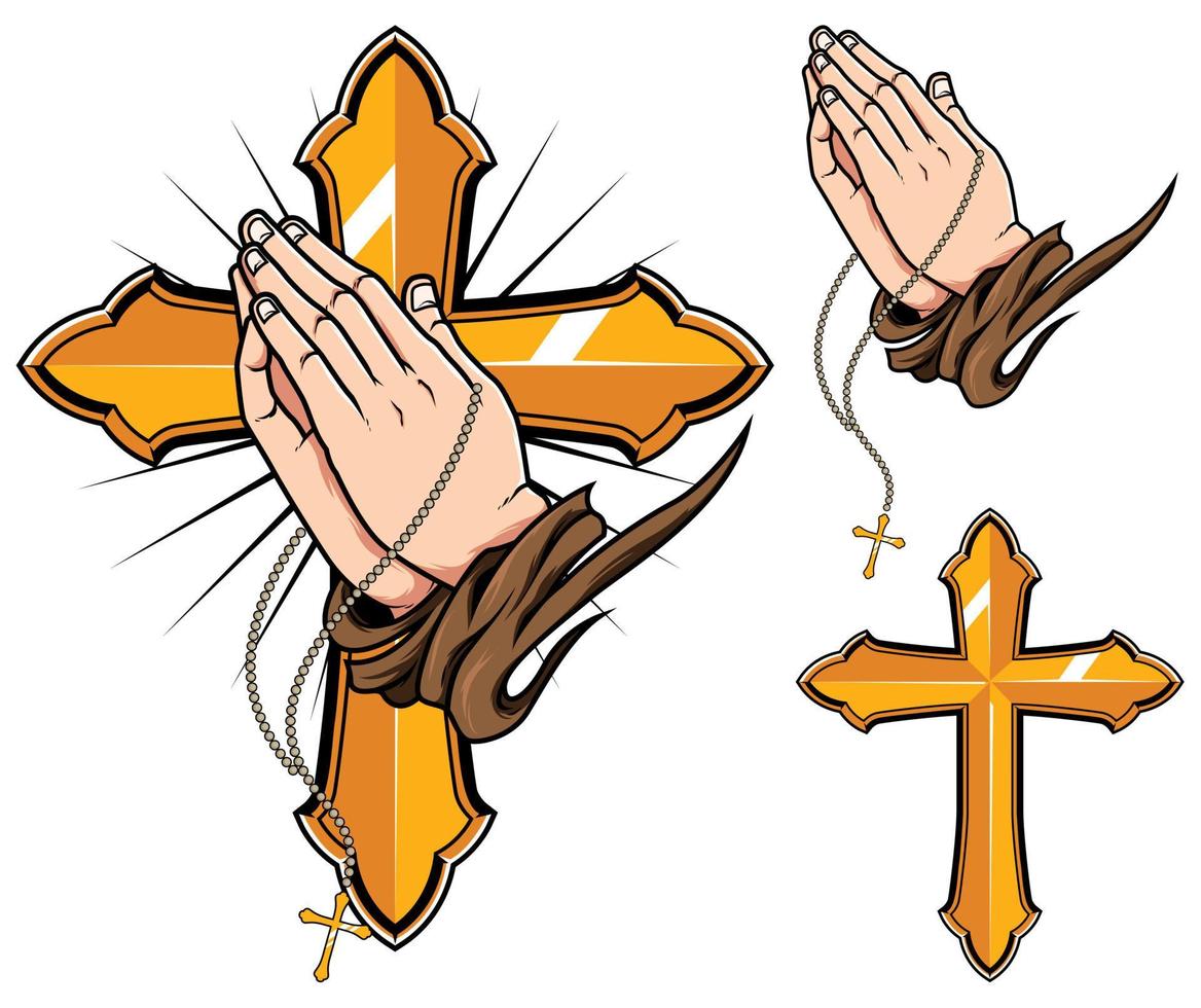 conjunto de mãos rezando vetor