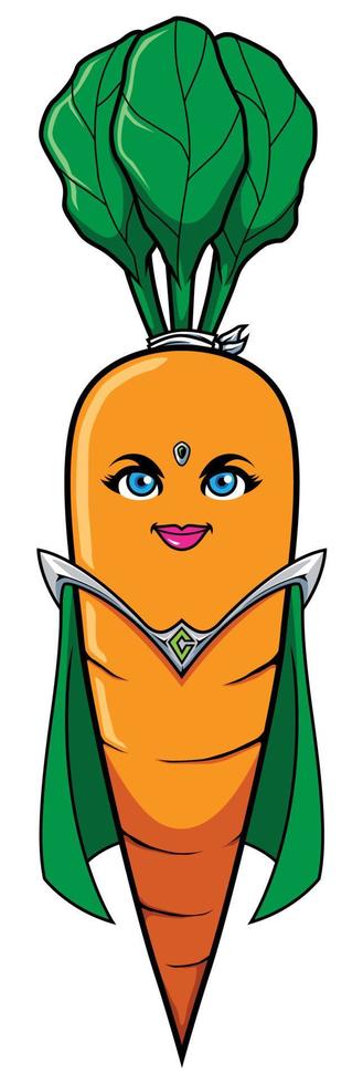 mascote de super-heróis de cenoura vetor