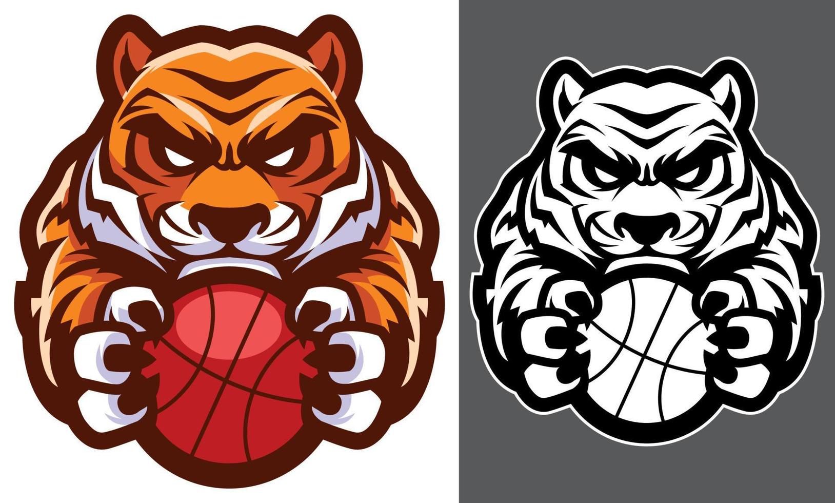 mascote de basquete tigre vetor