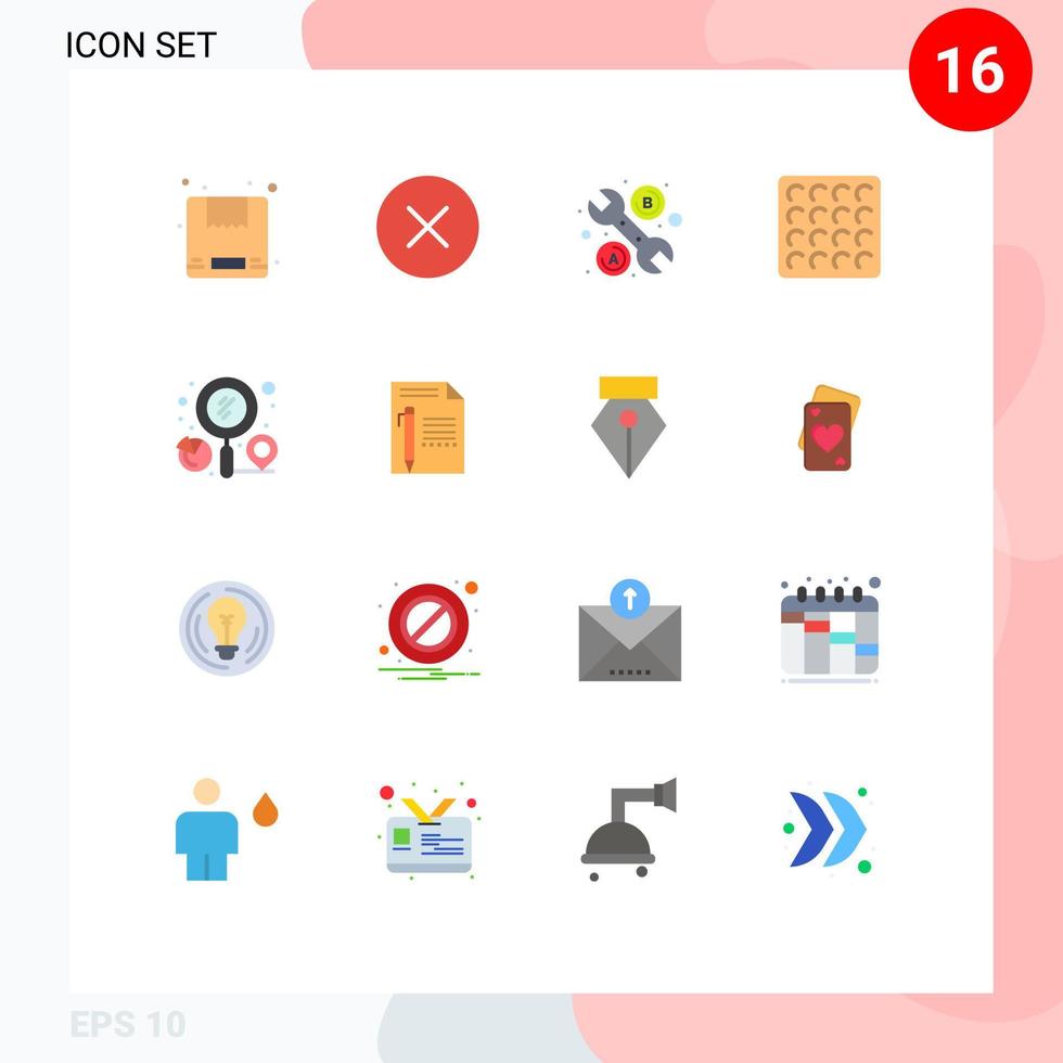 pacote de 16 cores planas criativas de gráfico de ferramenta de localização de negócios pacote editável de waffle de elementos de design de vetores criativos