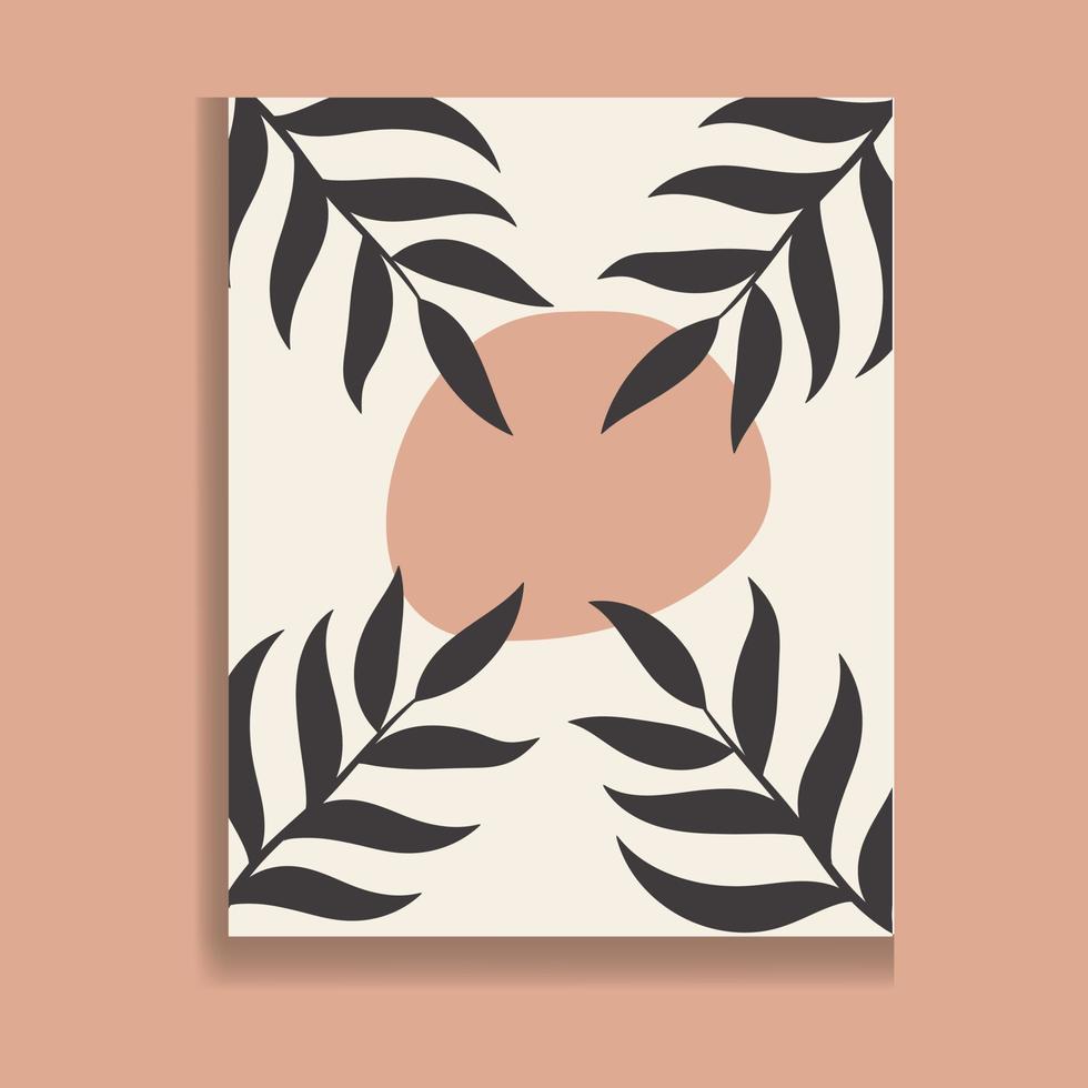 vetor de fundo de natureza arte abstrata. papel de parede de arte de linha de forma moderna. folhas tropicais botânicas de folhagem boho e design de padrão floral para banner de venda de verão, arte de parede, estampas e tecidos.