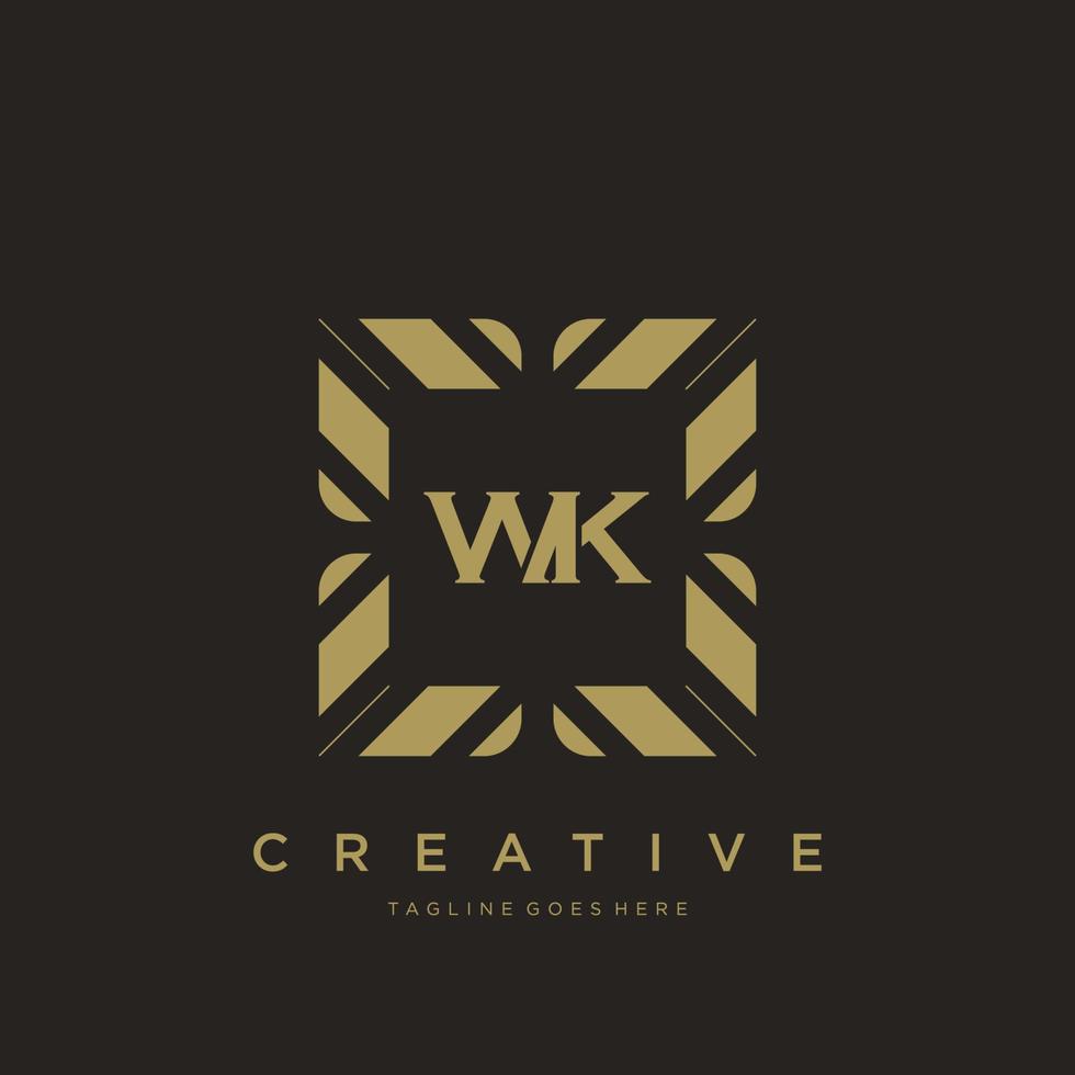 vetor de modelo de logotipo de monograma de ornamento de luxo de carta inicial wk