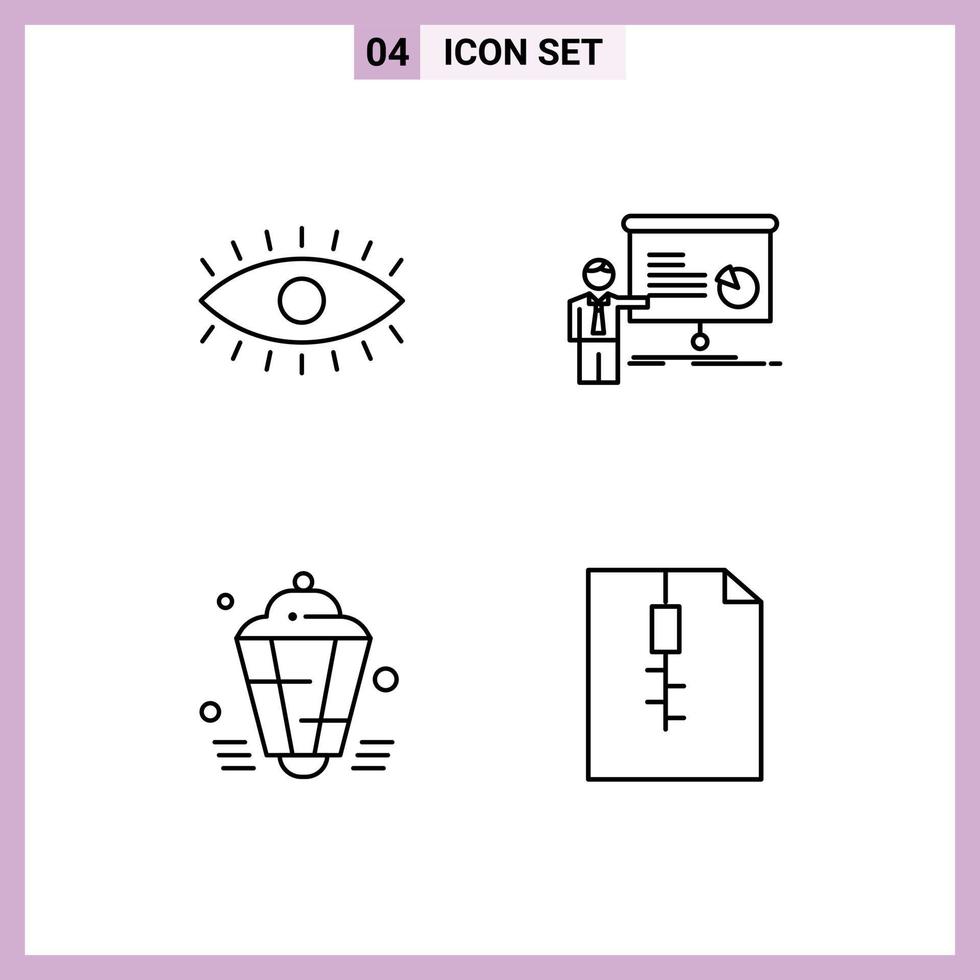 4 ícones criativos sinais e símbolos modernos de apresentação de design de lanterna ocular elementos de design de vetores editáveis muçulmanos